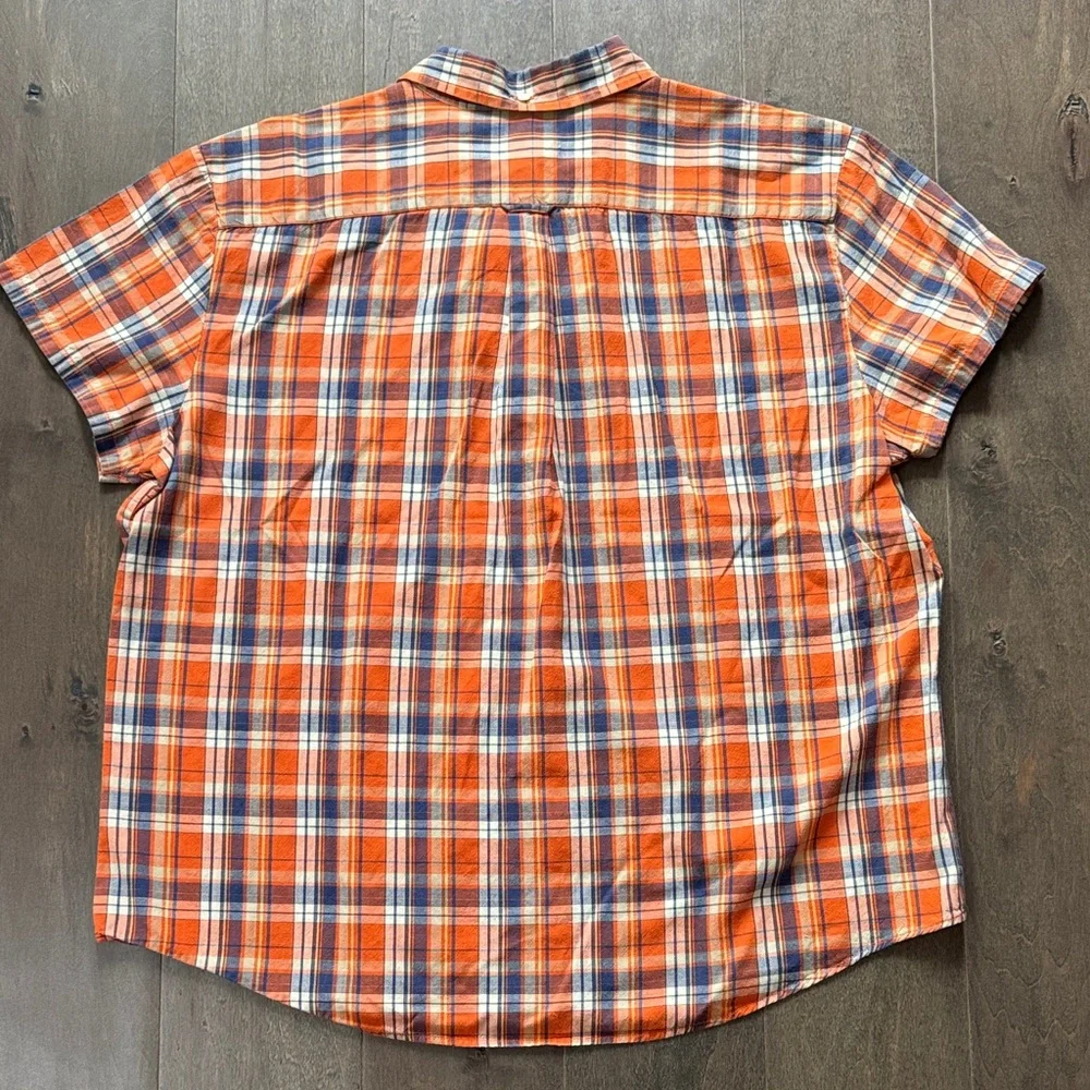 Abercrombie & Fitch Boys Orange Plaid Short Sleeve Button Down Shirt Size L 3/30